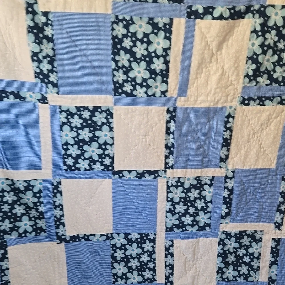 Blue and White Patchwork Quilt Bedding
